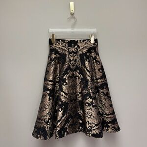 Chicwish Black & Gold Baroque Jacquard Full Skirt | S